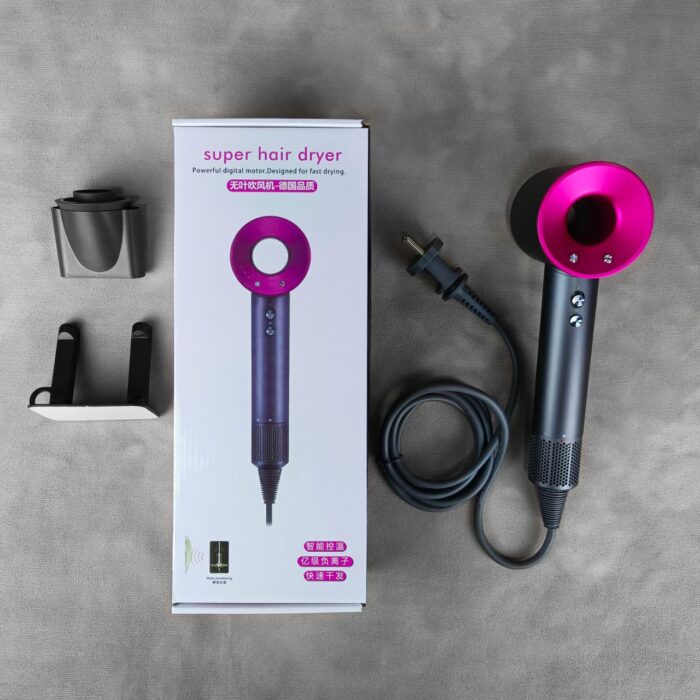 Электрический фен для волос (без насадок) Super Hair Dryer (HD08) CN Серый — изображение 2