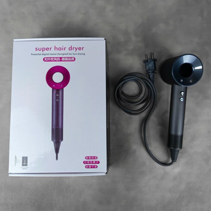 Электрический фен для волос Super Hair Dryer (HD08) (4 Насадки) CN Серый — изображение 3