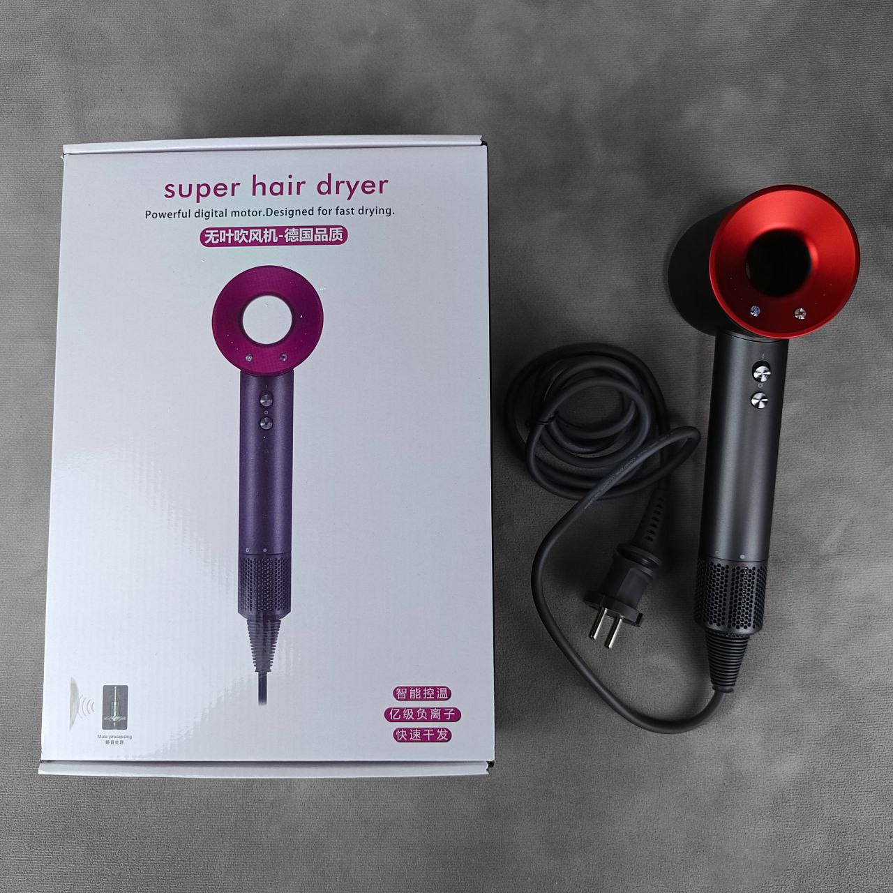 photo1703202267-2.jpeg Электрический фен для волос Super Hair Dryer (HD08) (4 Насадки) CN Красный — изображение 3